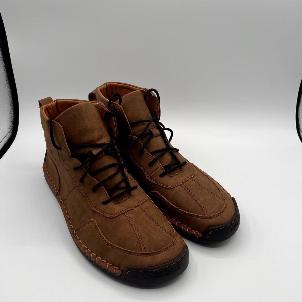 SALKIN USA Brown Lace-Up Ankle Boots-Casual Moc Toe Style